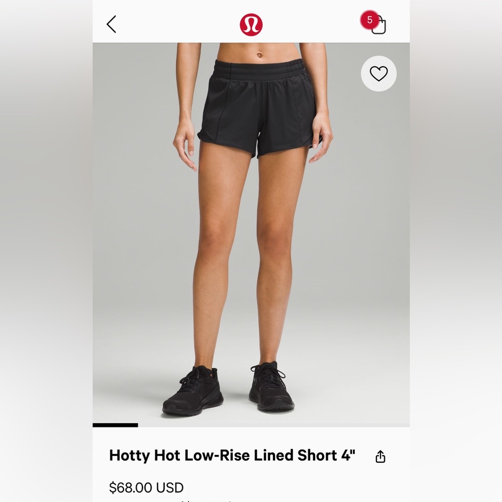 Lululemon size 12 Tall Hotty Hot 4” low rise black shorts